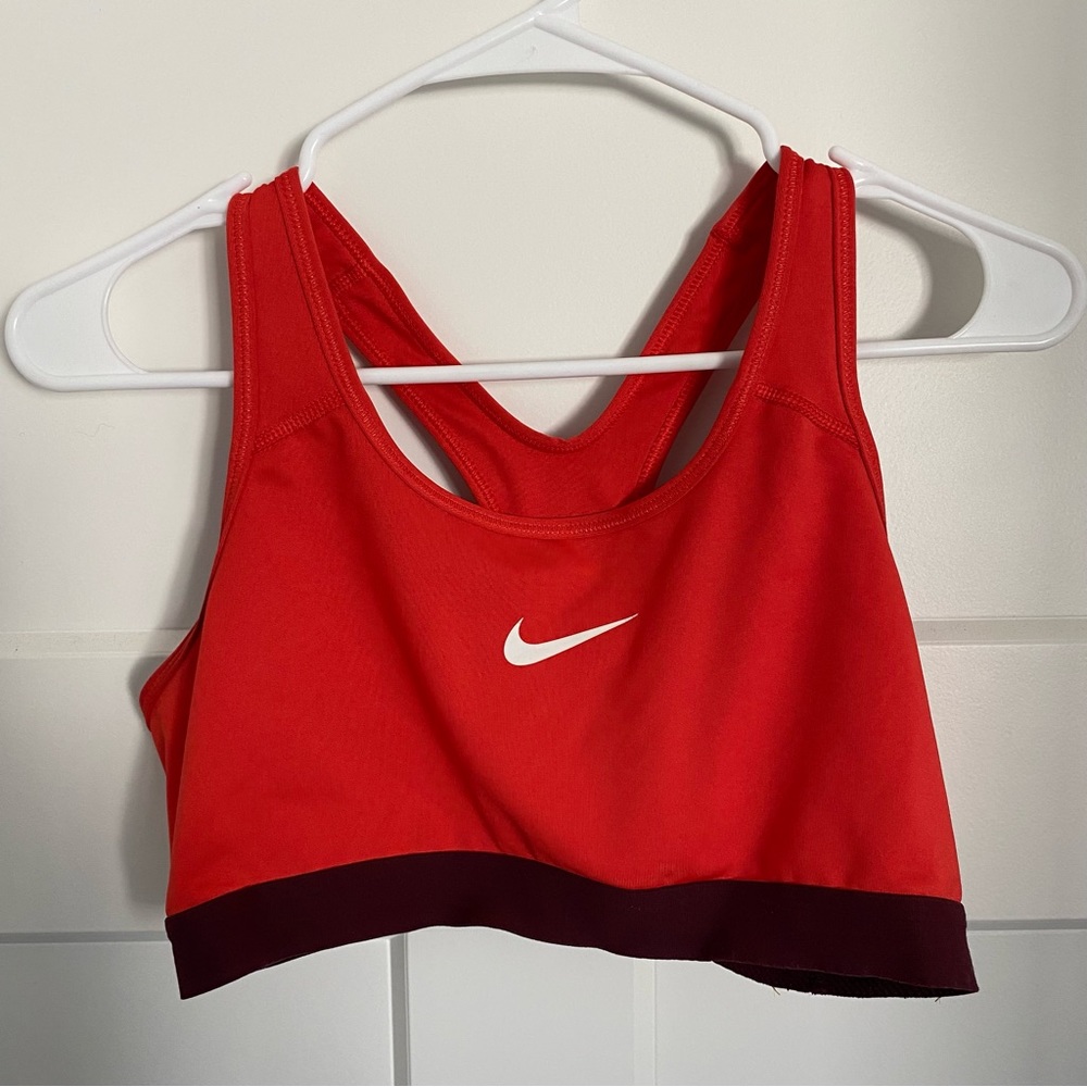 Nike dri-fit red sports bra size L